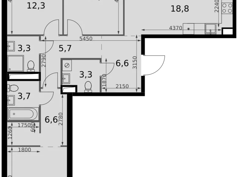 Квартира 4 комнаты 87 м² Москва, Россия