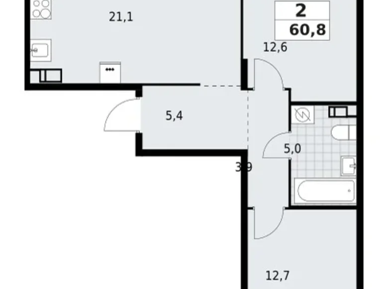 Mieszkanie 2 pokoi 61 m² Krasnoye Selo, Rosja