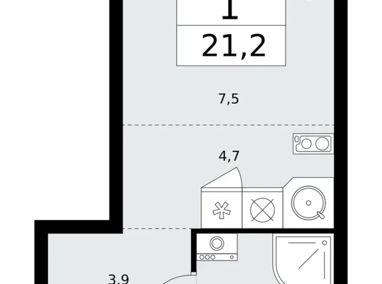 Appartement 1 chambre 21 m² Kommunarka, Russie