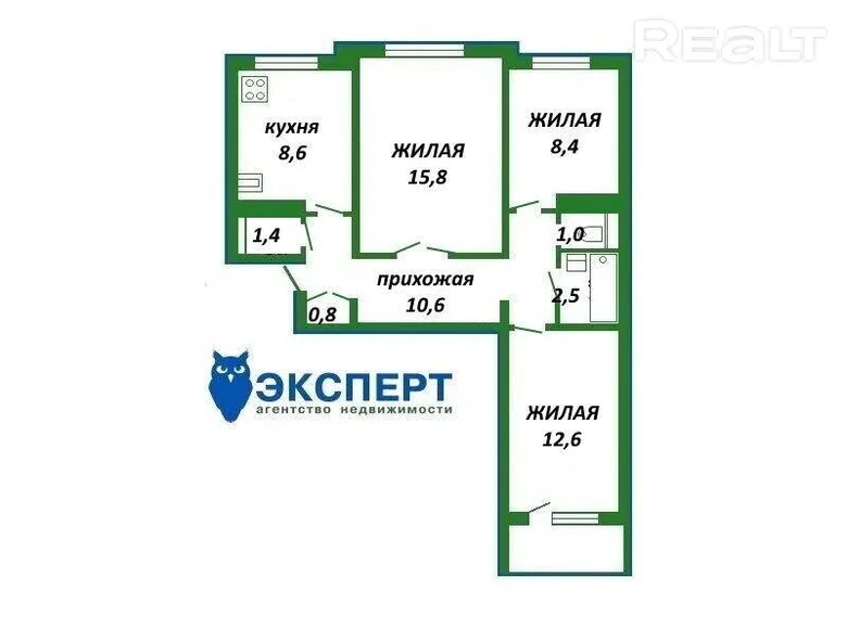 Mieszkanie 3 pokoi 64 m² Żodzino, Białoruś