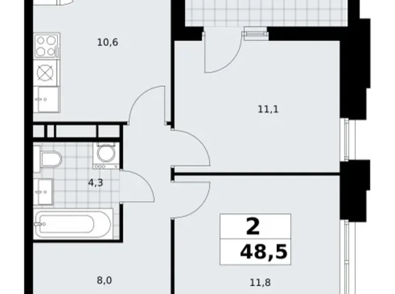 Mieszkanie 2 pokoi 49 m² Kommunarka, Rosja