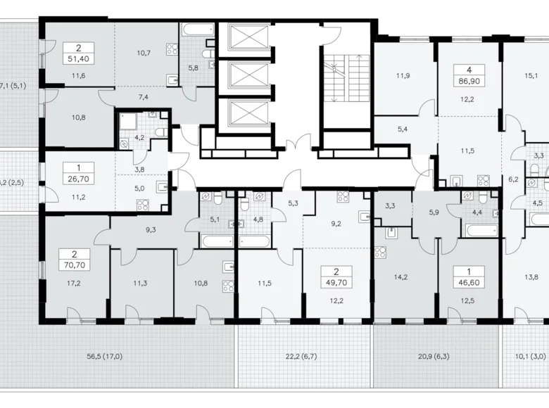 Wohnung 2 zimmer 51 m² Moskau, Russland