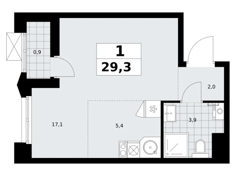Appartement 1 chambre 29 m² Troïtsk, Russie