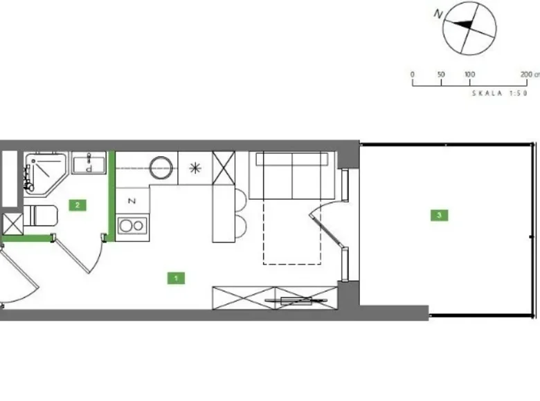 1 bedroom apartment 16 m² Gdańsk, Poland