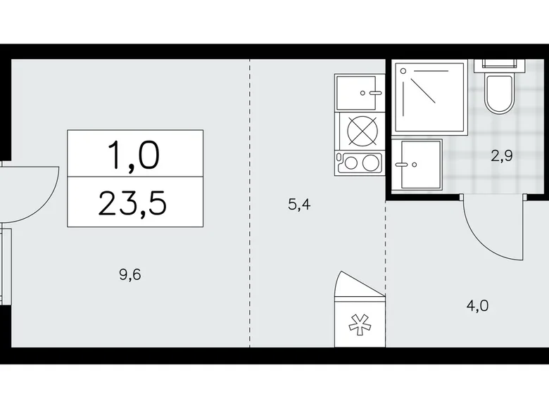 1 room apartment 24 m² Kommunarka, Russia