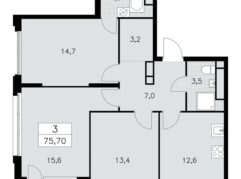 Appartement 3 chambres 76 m² Moscou, Russie