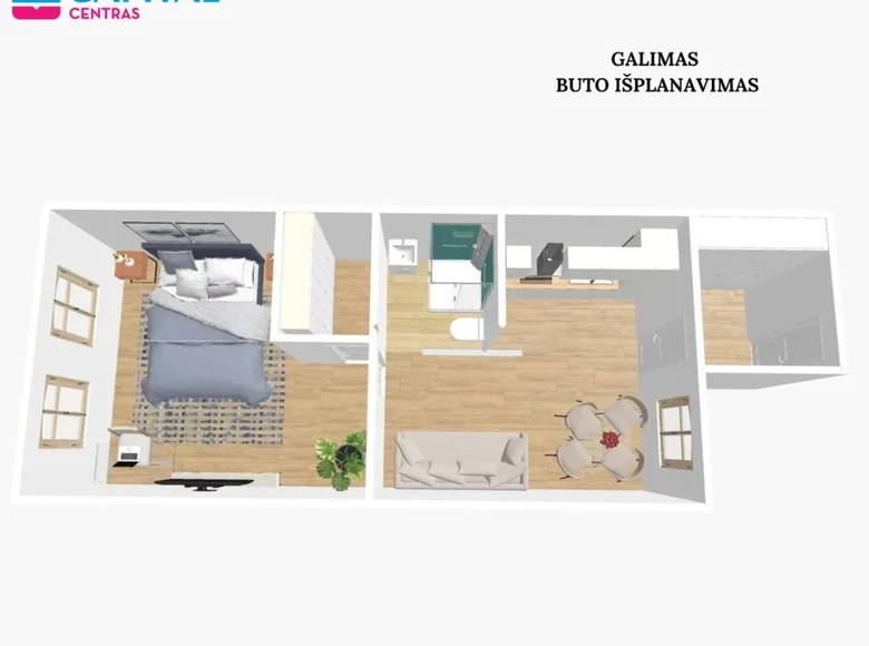 Квартира 2 комнаты 37 м² Вильнюс, Литва