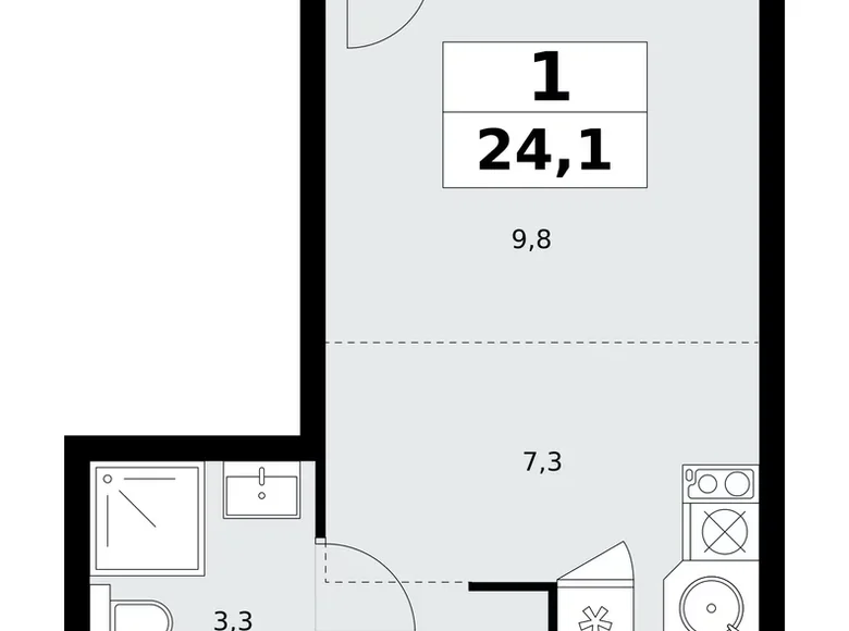 Apartamento 1 habitación 24 m² Kommunarka, Rusia