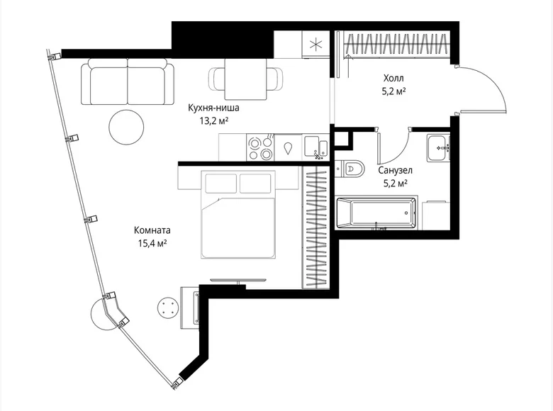 Mieszkanie 1 pokój 39 m² Moskwa, Rosja