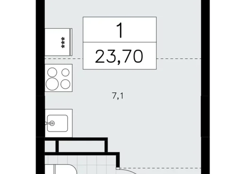 Квартира 1 комната 24 м² район Коммунарка, Россия