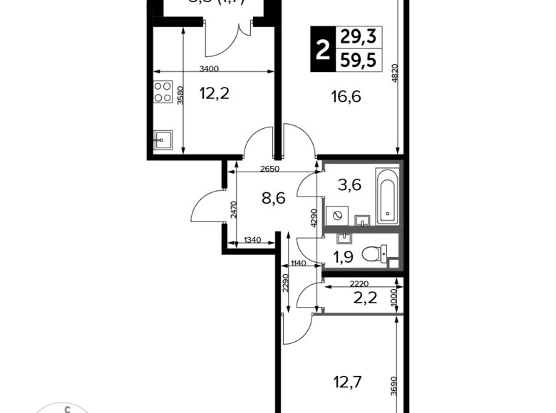 Wohnung 2 zimmer 60 m² Ljuberzy, Russland