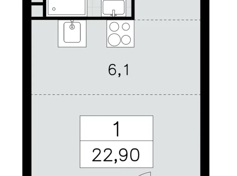 Wohnung 1 zimmer 23 m² Kommunarka, Russland