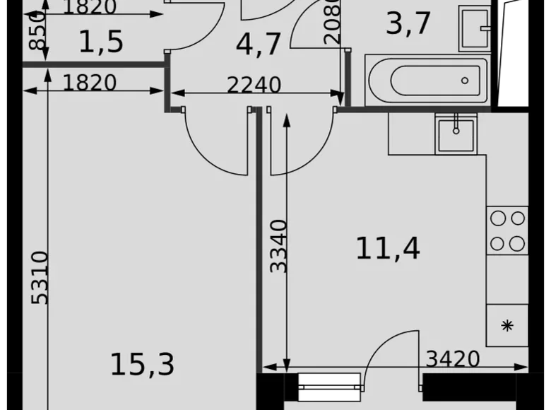 Appartement 1 chambre 38 m² Razvilka, Russie