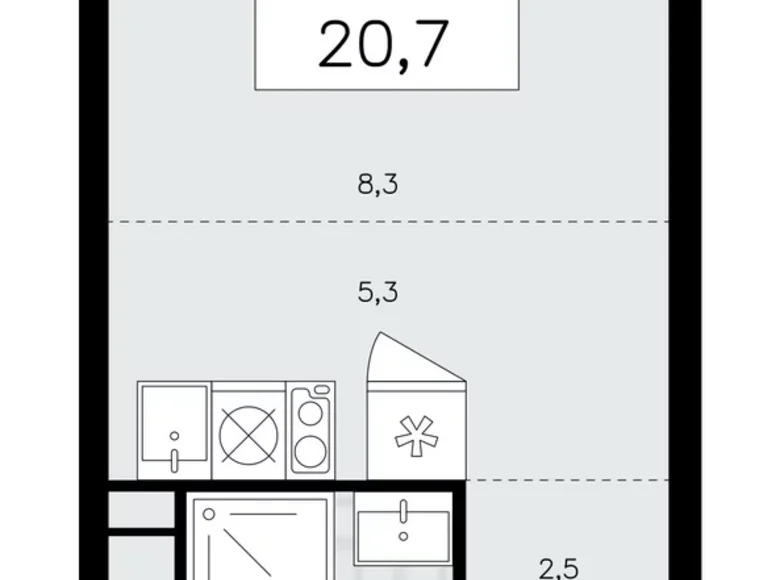 Квартира 1 комната 21 м² район Коммунарка, Россия