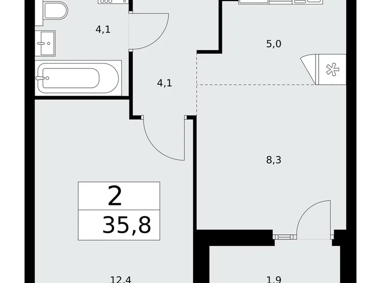 Wohnung 2 zimmer 36 m² Troizk, Russland