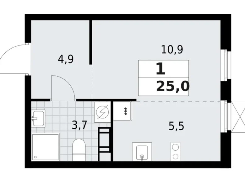 Квартира 1 комната 25 м² Всеволожск, Россия