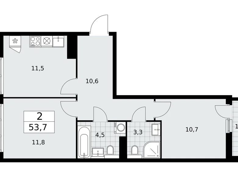 Mieszkanie 2 pokoi 54 m² Kommunarka, Rosja