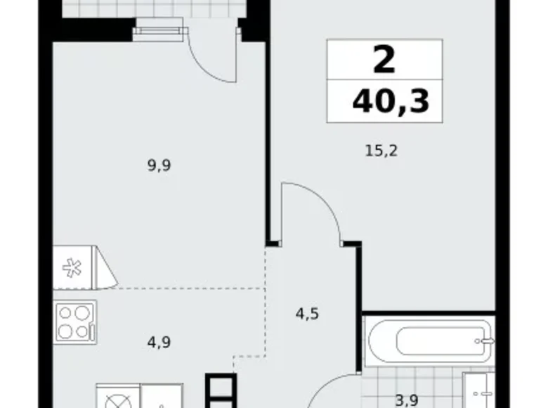 Квартира 2 комнаты 40 м² район Коммунарка, Россия