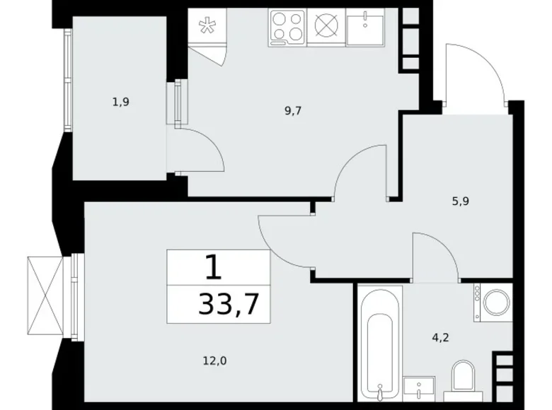 Wohnung 1 zimmer 34 m² Kommunarka, Russland