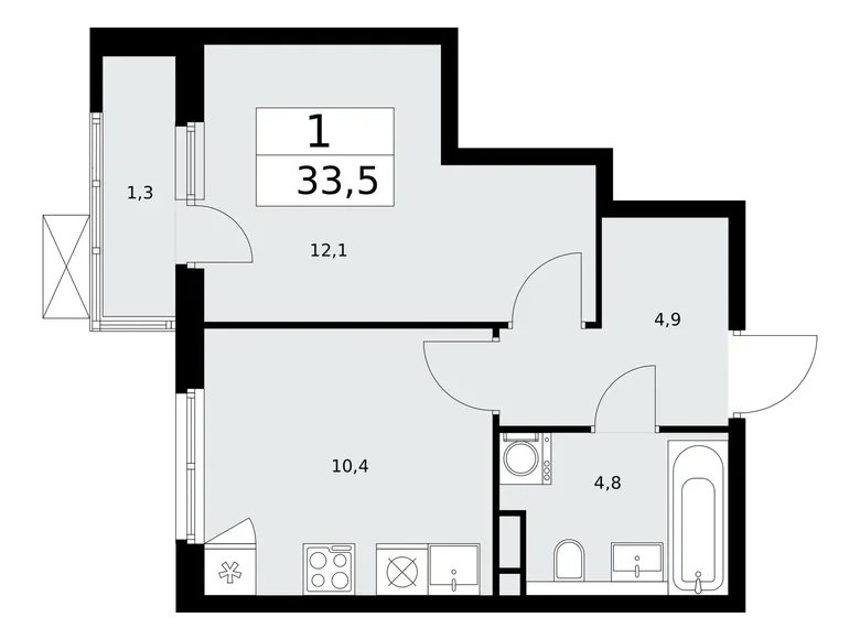 Mieszkanie 1 pokój 34 m² Kommunarka, Rosja