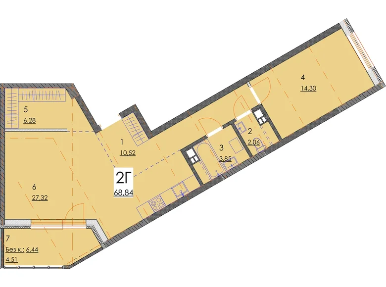 Mieszkanie 2 pokoi 69 m² Mińsk, Białoruś