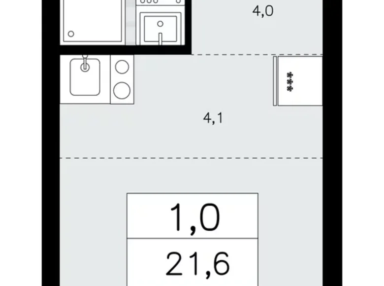 1 room apartment 22 m² Krasnoye Selo, Russia