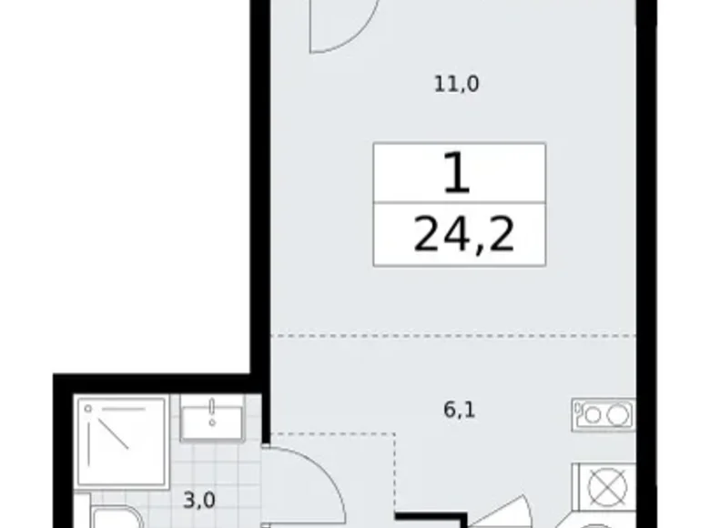 1 room apartment 24 m² Vnukovo, Russia