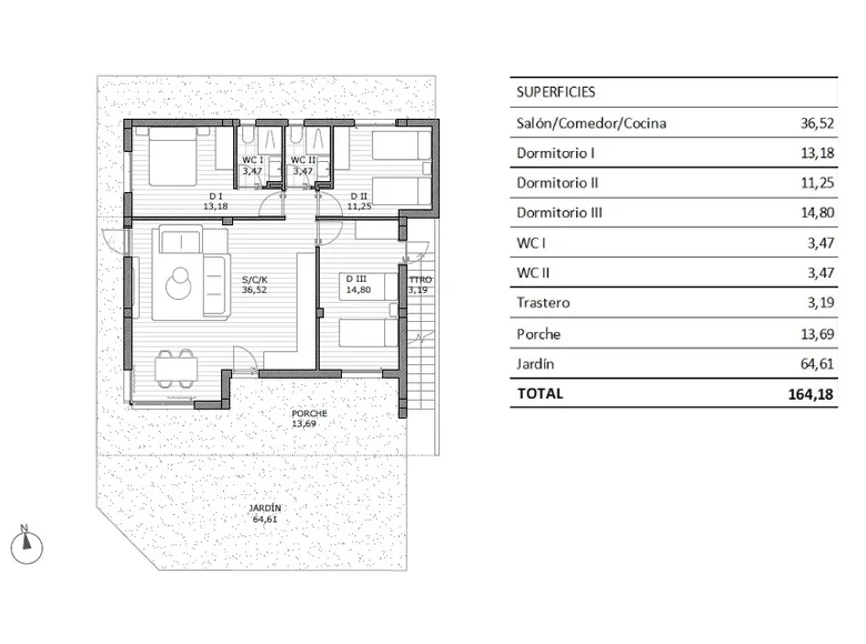 3 bedroom bungalow 83 m² San Miguel de Salinas, Spain