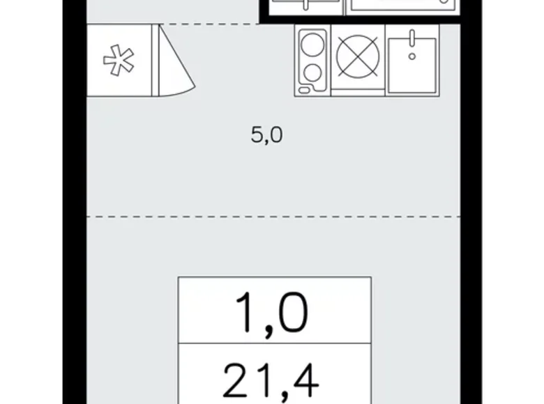 Квартира 1 комната 21 м² район Коммунарка, Россия