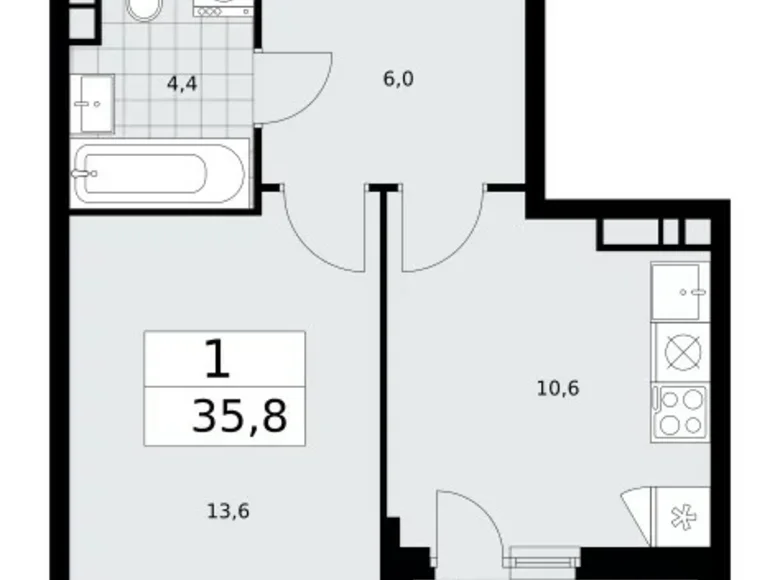 Mieszkanie 1 pokój 36 m² Kommunarka, Rosja