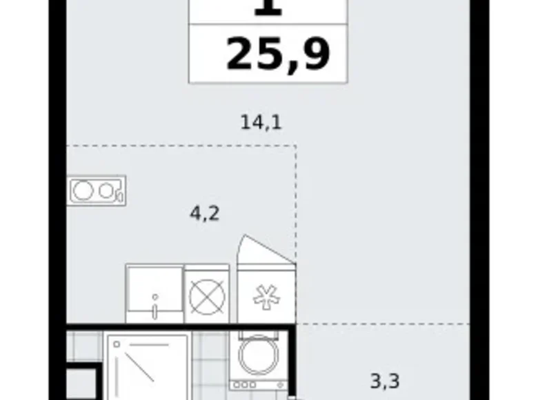 Wohnung 1 zimmer 26 m² Moskau, Russland