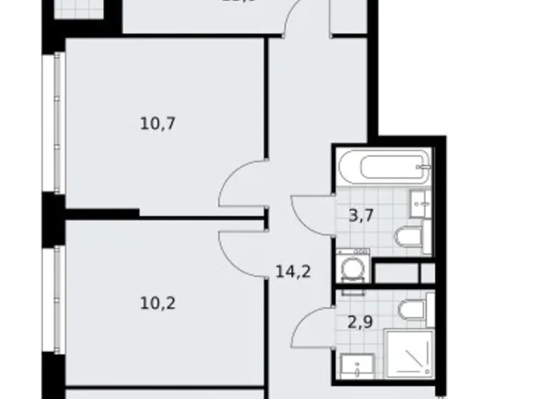 3 room apartment 70 m² Vnukovo, Russia