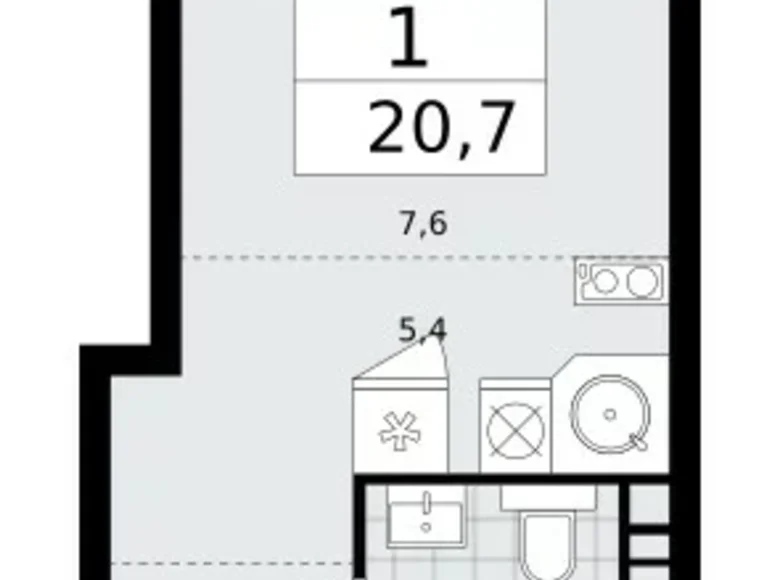 1 room apartment 21 m² Kommunarka, Russia