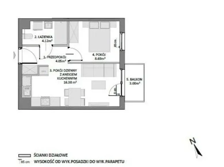 Apartamento 2 habitaciones 33 m² Gdansk, Polonia