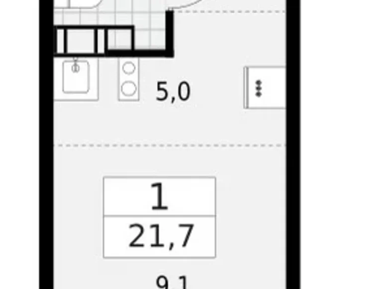 Квартира 1 комната 22 м² Красное Село, Россия