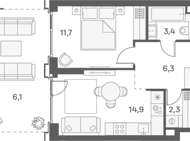 Wohnung 2 zimmer 45 m² Moskau, Russland