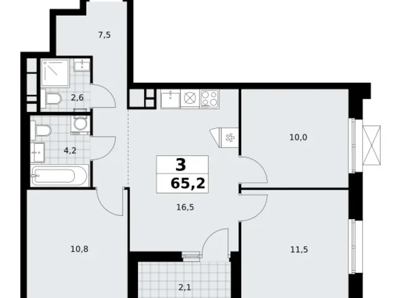 Mieszkanie 3 pokoi 65 m² Kommunarka, Rosja
