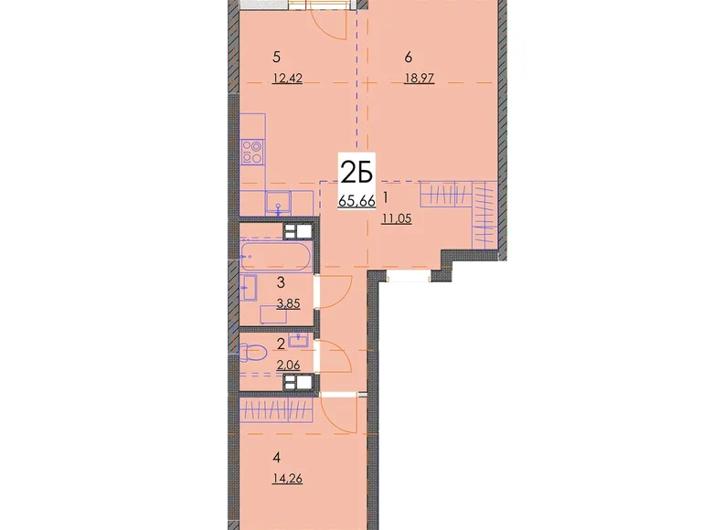 Appartement 2 chambres 66 m² Minsk, Bélarus