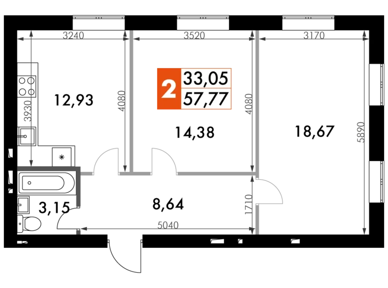 Wohnung 2 zimmer 58 m² Aprelewka, Russland