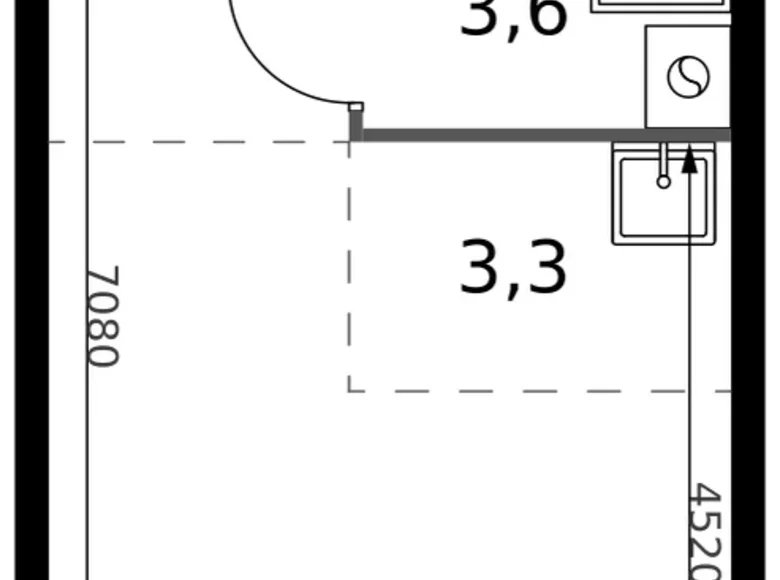 Студия 1 комната 26 м² Сапроново, Россия