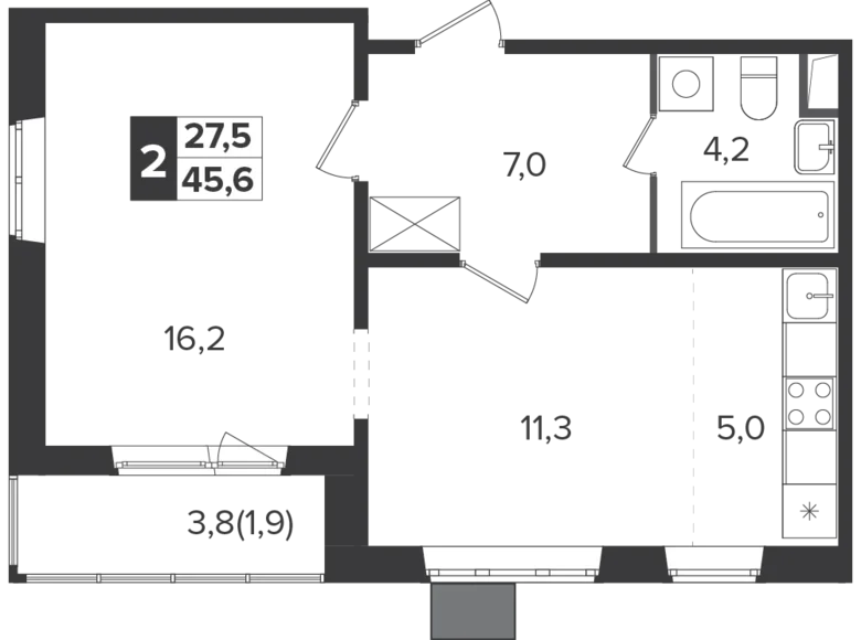 Wohnung 2 zimmer 45 m² Leninsky District, Russland