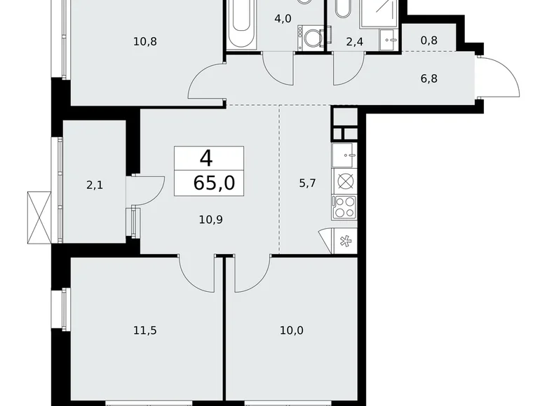 Apartamento 4 habitaciones 65 m² Kommunarka, Rusia