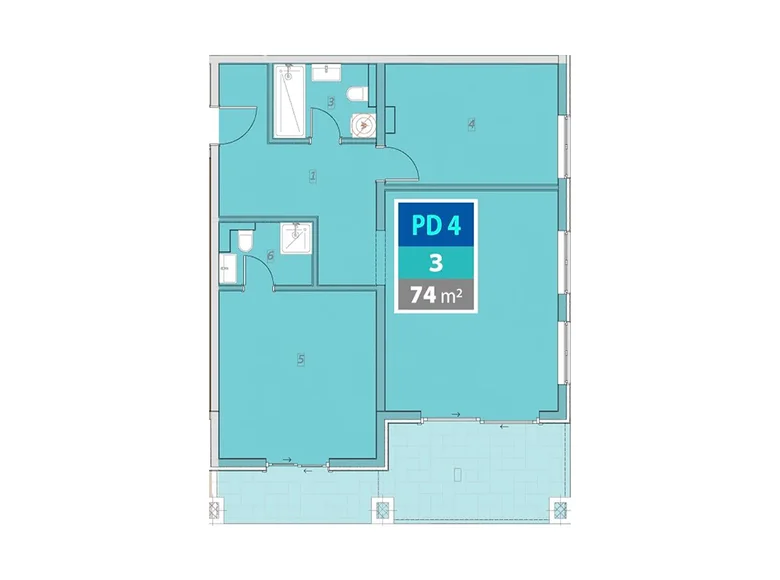Mieszkanie 3 pokoi 74 m² Provodina, Czarnogóra