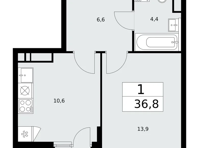 Apartamento 1 habitación 37 m² Kommunarka, Rusia