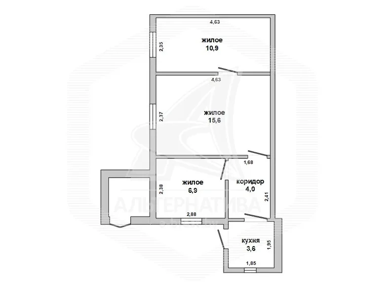 Квартира 3 комнаты 41 м² Брест, Беларусь