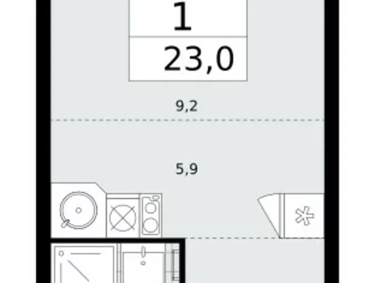 1 room apartment 23 m² Kommunarka, Russia