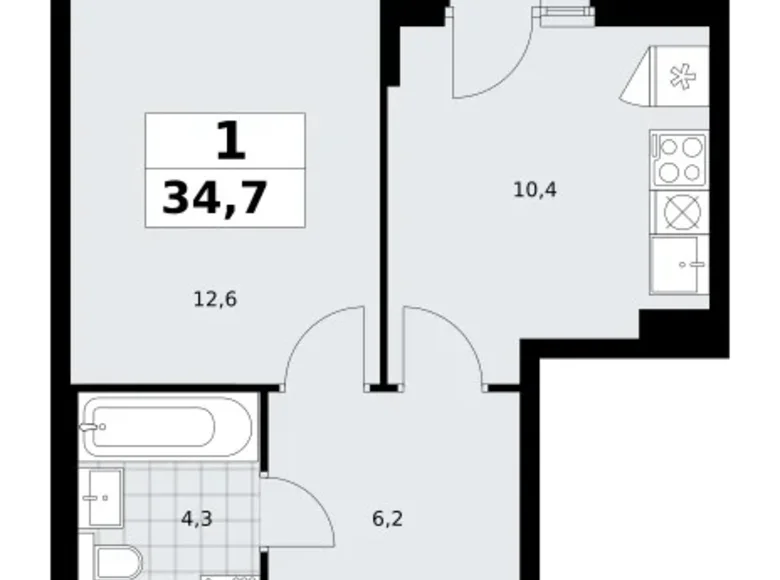 Appartement 1 chambre 35 m² Troïtsk, Russie