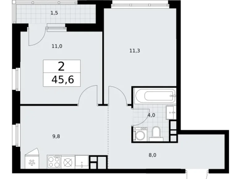 Appartement 2 chambres 46 m² Vnoukovo, Russie