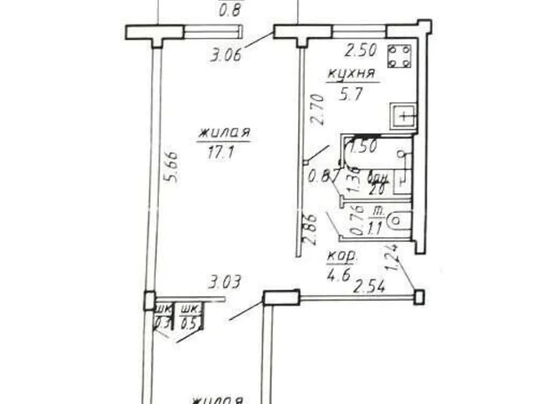 Wohnung 2 zimmer 45 m² Wizebsk, Belarus