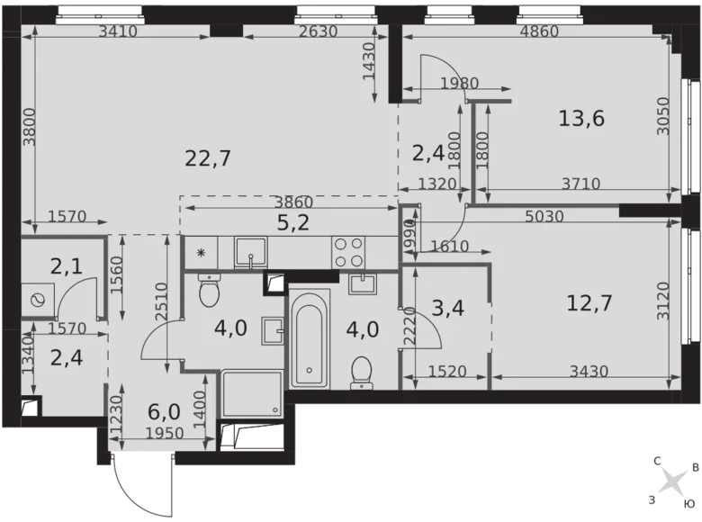 Mieszkanie 3 pokoi 79 m² Moskwa, Rosja